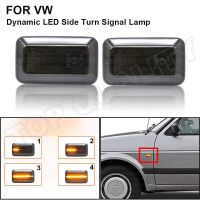 2ชิ้นไฟเครื่องหมายไฟ LED ด้านข้างแบบไดนามิกไฟแสดงสถานะลูกศรสำหรับ VW Mk1กอล์ฟ Mk2 Scirocco Jetta แคดดี้คอร์ราโด้พัสสาทโปโล