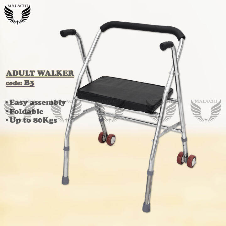 Adult Walker Multifunctional Foldable Stainless Steel Walking Aid
