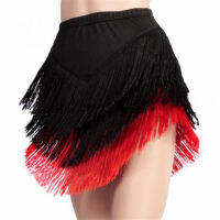 Womens Latin Dance Skirt Latin Fringed Tassels Skirt Irregular V-Shape Dance Wear Red Blue Green Black Big Size 5XL