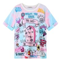 Harajuku Style T Shirt Women Cartoon Letters Printed T-Shirts Casual Summer Short Sleeve O-Neck Tops T1344