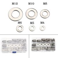 M4/M5/M6/M8/M10/M12 Durable Stainless Steel Flat Washer Lock Screw Gasket Plain Washer Metric Assortment Set With Box 395pcs/Set Nails  Screws Fastene