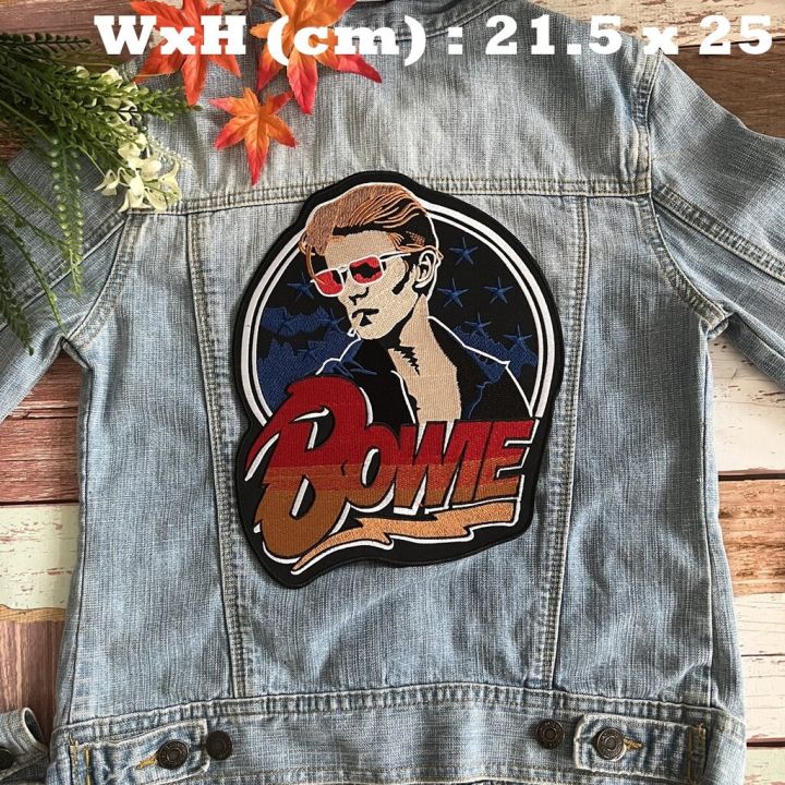 อาร์มปักขนาดใหญ่-ตัวรีดติดหลังเสื้อ-bowie-แนวสตรีท-ไบค์เกอร์-ตกแต่ง-เสื้อยีนส์-แจ๊กเก็ต-เสื้อบิ๊กไบค์-เสื้อหนัง-embroidered-patch