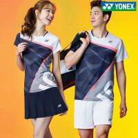 HOT ； Yonex ชุดกีฬาแบดมินตัน แขนสั้น แบบแห้งเร็ว พิมพ์ลาย สไตล์เกาหลี สําหรับผู้ชาย และผู้หญิง