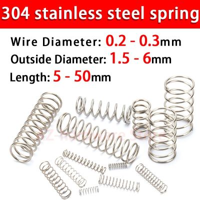 304 Stainless Steel Compression Spring  Return Spring  Steel Wire Diameter0.2~0.3mm Outside Diameter1.5~6mm  10 Pcs Electrical Connectors