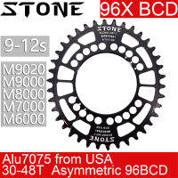 หินChainring 96 BCDรูปไข่ไม่สมมาตรสำหรับShimano M6000 M7000 M8000 M9000 32 ครั้ง 34 36 40 42 44 48 ครั้งจักรยานChainwheelจักรยานแผ่นฟัน 96bcd