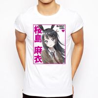 New Fashion Anime Aesthetic Cute Bunny Sempai Mai Sakurajima Waifu Print Otaku White Hip Hop Short Sleeve T Shirts Men