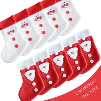 2pcs Christmas Stockings Socks with Snowman Santa Printing Xmas Candy Gift Bag Fireplace Xmas Tree Decoration New Year christmas Socks Tights