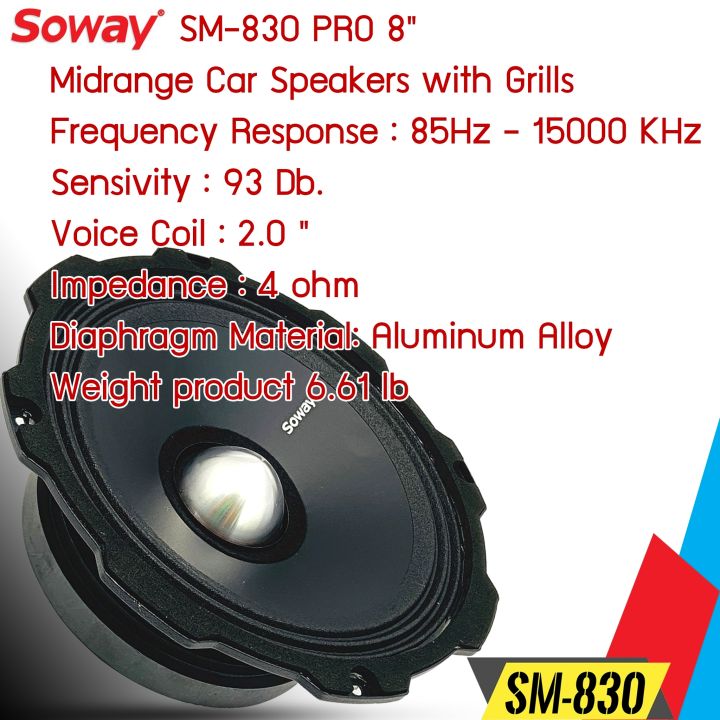 สุดฮิต-ลำโพงเสียงกลางโดด-8นิ้ว-soway-รุ่นsm-830top-ลำโพงเสียงกลางเฟสปลั๊ก-8นิ้ว-บาง-เสียงกลางแหลมพุงไกล-ดอกลำโพง-เครื่องเสียงรถยนต์