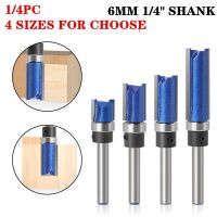 1 / 4PC 1/4－6mm Shank Template Trim Hinge Mortising Router Bit พร้อมแบริ่ง Trimmer ทําความสะอาด Flush Router Bit สําหรับไม้