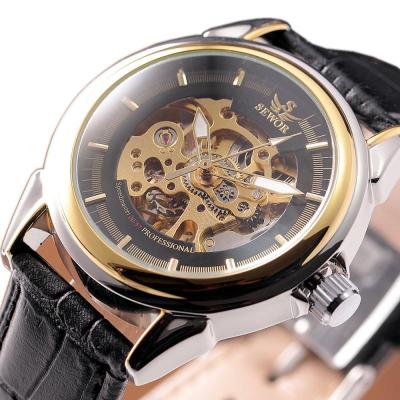 New SEWOR Retro Classic Design Simple Dial Transparent Case Skeleton Mechanical Watch Mens Watches Top Brand Luxury Clcok