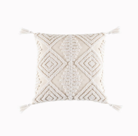 Tassels Cushion Cover 45x45cm30x50cm Beige White Pillow Cover Handmade Square Home Decor Pillowcase living Bed Room Zip Open