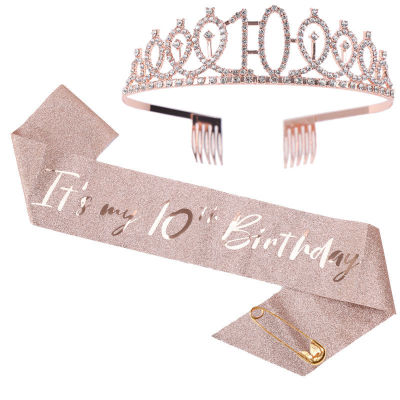 13th 16th Gold Official For Gifts &amp; Tiara Rose Teenager Crown Set Birthday