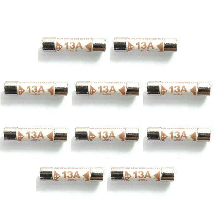 10pcs-fuse-cartridge-13amp-domestic-uk-sockets-durable-ceramic-tube-mains