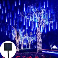 Solar Meteor Shower LED String Lights Christmas Tree Decorations Outdoor Solar Street Lights Fairy Garden Decor 30/50cm 8 Tubes