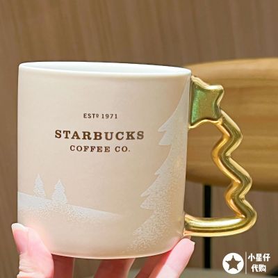 Startbuck ขาตั้งกล้อง Starbuck 2022ของขวัญถ้วยฉลองคริสต์มาสที่เรียบง่ายเซรามิกตั้งโต๊ะรูปทรงต้นคริสต์มาสแก้วกาแฟจิ้งจอก Starbuck จีน Starbuck