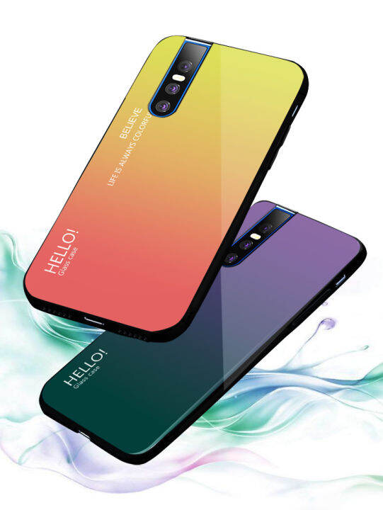 เคส-vivo-s1-pro-เคส-vivo-s1pro-กระจกเทมเปอร์สีเคสแข็งไล่ระดับสีเคสฝาหลังโทรศัพท์กันกระแทก