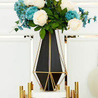 American Golden Wrought Iron Vase Light Luxury Galvanized Metal Living Room Entrance Dining Table Furnishing Black Flower Pot