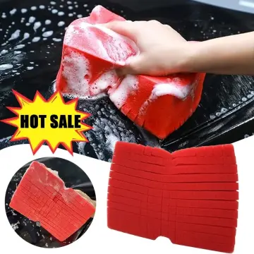 2 Pcs Big Red Sponge Large Cross Cut Durable Soft Grid Sponge Rinseless  Absorbent Easy Grip Non Scratch Car Wash Sponge for Auto Multi Use Cleaning