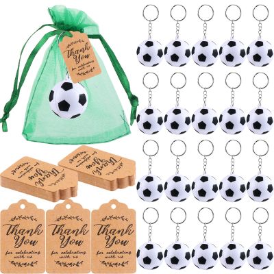140 Pieces Football Soccer Ball Keychain Charm With Drawstring Bags Party Favors Gift Prize Pendants For Teachers And Students.