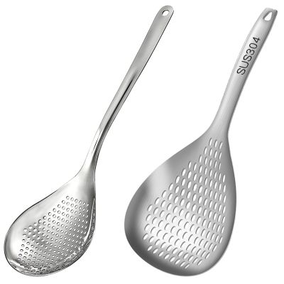 Household Kitchen Frying Net Filter Oil Spoon Stainless Steel Cooking Colander Stainless Steel with Comfort Handle and Hanging Holes for Kitchen Cooking Draining and Frying