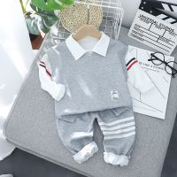 [COD] 2021 autumn new Korean version of childrens sweetheart collar three-piece suit boys foreign trade