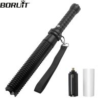 BORUiT Baseball Bat LED Self Defense Flashlight Q5 Super Bright Zoomable Rechargeable Patrol Torch Waterproof Outdoor Lantern