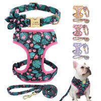 ปรับตาข่ายไนลอน French Bulldog สายรัดคอชุดน่ารักพิมพ์ Puppy Cat Harness Vest Leash สำหรับสุนัขขนาดกลางขนาดเล็ก-Youerd