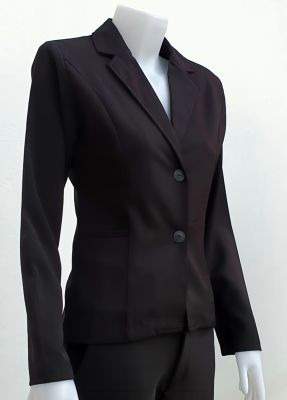 เสื้อสูทผู้หญิงสีดำใส่ทำงานสไตล์เรียบหรูสูทตีเกล็ดเข้ารูปหน้าหลัง