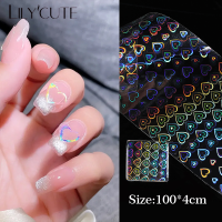 LILYCUTE สติ๊กเกอร์ติดเล็บ1แผ่นสติกเกอร์ลอกลายน้ำกระเพื่อมสีสันสดใสรักหัวใจ