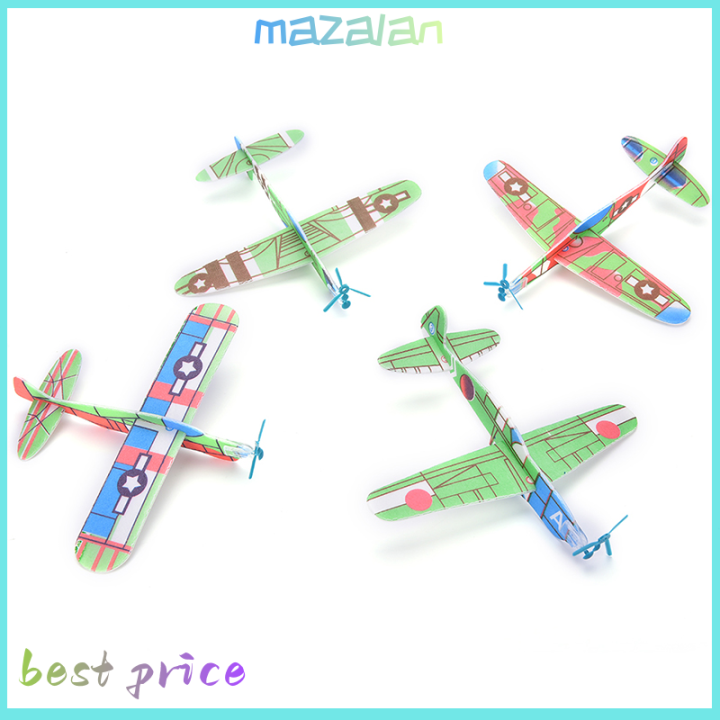 mazalan-12ชิ้น-เซ็ต-foam-glider-prop-บินร่อนเครื่องบินเครื่องบินเครื่องบินเด็ก-diy-ของเล่น