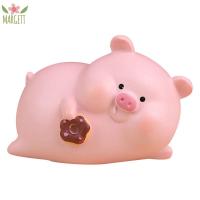 MARGETT ตุ๊กตาหมูตุ๊กตา ตกแต่งรถหมู เรซิน สีชมพูอมชมพู เครื่องประดับอัตโนมัติลูกหมู ฟิกเกอร์อัตโนมัติ การ์ตูนลายการ์ตูน เครื่องประดับแดชบอร์ดรถ ภายในรถภายใน