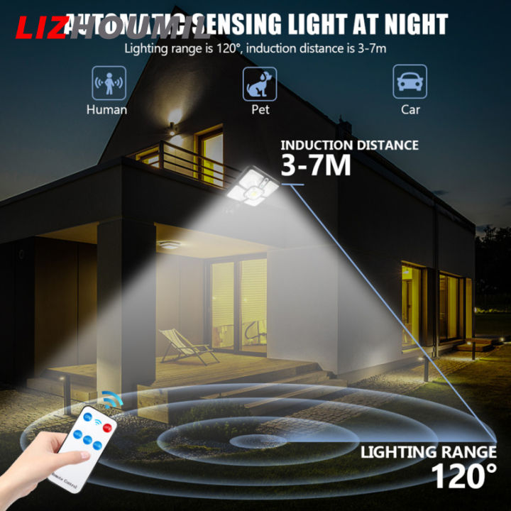 lizhoumil-ไฟสาดแสงสำหรับกลางแจ้ง-220led-พลังงานแสงอาทิตย์โคมไฟสว่างมากเซ็นเซอร์ตรวจจับการเคลื่อนไหวควบคุมระยะไกล-cob-ไฟติดผนังไฟสาดแสง