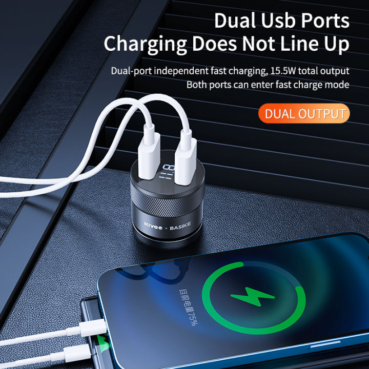 ylv-รับประกัน-1-ปี-สีดำ-ที่ชาร์จในรถ-15w-dc-12-24v-dual-usb-dual-aperture-super-charger-car-charger-สำหรับ-huawei-xiaomi-one-plus-iphone