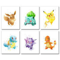 40X60ซม. (16X24นิ้ว) Pokémons โปสเตอร์ Wall Decor สีน้ำการ์ตูนโปสเตอร์โมเดิร์นอะนิเมะภาพวาดผ้าใบ Core