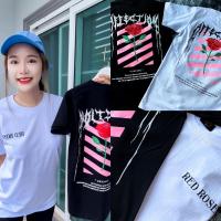 ลาย RED ROSE ไซต์s m l xl ผ้าคอตตอน100 เสื้อยืดสกรีนหน้า-หลัง เสื้อยืดแขนสั้น เสื้อยืดผู้ชาย เสื้อยืดผู้หญิง เสื้อสตรีท