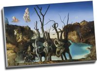 หงส์ Salvador Dali ที่สะท้อนภาพศิลปะพิมพ์บนผนังผ้าใบช้างผ้าใบพิมพ์ขนาดใหญ่ภาพสัญลักษณ์