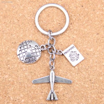 New Fashion DIY Keychain plane airplane earth passport boy girl lover Pendants Men Jewelry Car Key Chain Souvenir For Gift