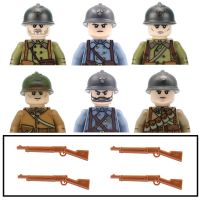 หมวกกันน็อคทหารราบฝรั่งเศสกองทัพทหารของเล่นบล็อกตัวต่อฝรั่งเศส WW2หุ่นทหารของขวัญของเล่นเด็กอิฐ