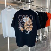 Available 100 Cotton Loewe New Tiger Letter Printing Short-Sleeved Men And Women The Same Style All-Match European And American Trendy Brand Short-Sleeved
