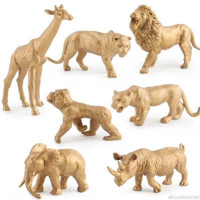 7PcsSet Simulation Mini Wild Zoo Animal Figure Model Plastic Lion Tiger Orangutan Rhino Leopard Elephant JY09 21 Dropship