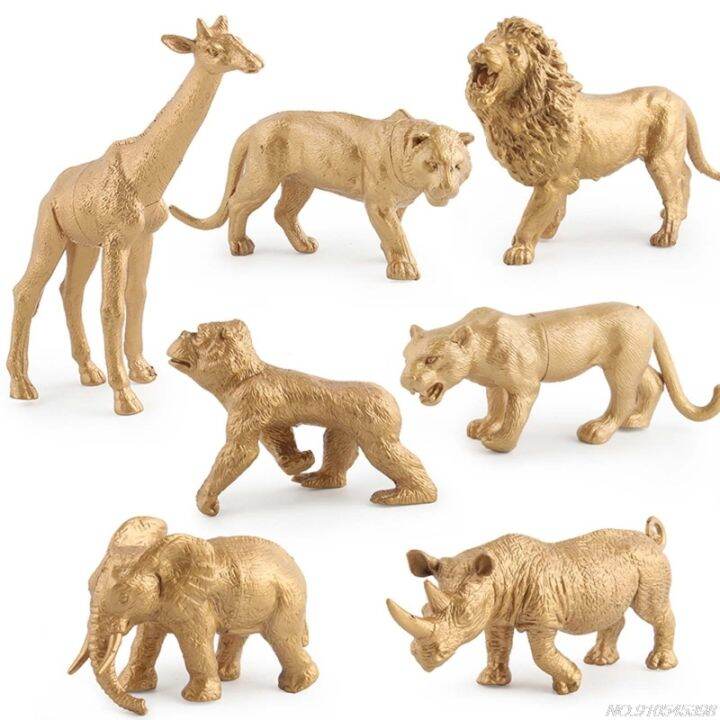 7pcsset-simulation-mini-wild-zoo-animal-figure-model-plastic-lion-tiger-orangutan-rhino-leopard-elephant-jy09-21-dropship