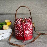 กระเป๋าสะพาย ขนาดเล็ก Tory T-Monogram Embroidered Mini Bucket Bag