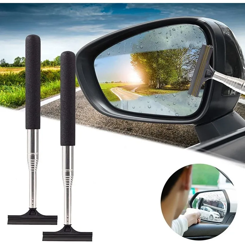 1pc Portable Rearview Mirror Wiper Retractable Car Window Cleaning