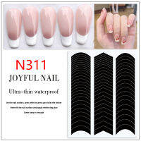 Graceful 1แผ่น French manicure Strip Nail Art ฟอร์ม Fringe TIP line คู่มือสติกเกอร์