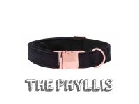 Unique Style Paws Christmas Black Velvet Soft Collar and Leash Gift for Dogs and Cats