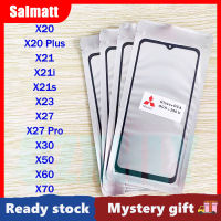 Salmatt กระจกด้านนอกหน้าจอด้านหน้ามีกาวโอก้าสำหรับ Vivo X20/X20 Plus/X21/X21i/X21s/X23/X27/X27 Pro/X30/X50/X60/X70จอ LCD ตัวเปลี่ยนกระจกด้านนอกสัมผัส