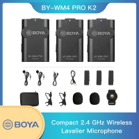 BOYA WM4 PRO-K2ปกคลิปบนมินิไร้สายไมค์เข้ากันได้กับกล้องDSLR IOS Androidมาร์ทโฟนเครื่องบันทึกเสียงYouTube Facebook Vlogพอดคาสต์