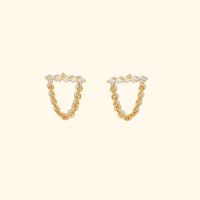 Shependence ต่างหูห่วงมินิคริสตัลยูโซ่ (Mini Crystal U Chain Stud Earrings)