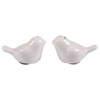 3 Set of Love Birds Ceramic Salt and Pepper Shakers Personalised Wedding Favors - White