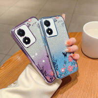 เคส Y02s สำหรับ Vivo ฝาหลังเคสป้องกันซิลิโคนกันกระแทกเคสมือถือแวววาวลายดอกไม้เป็นประกาย